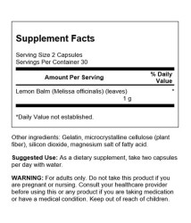 Swanson Lemon Balm Full Spectrum 500mg 60 caps